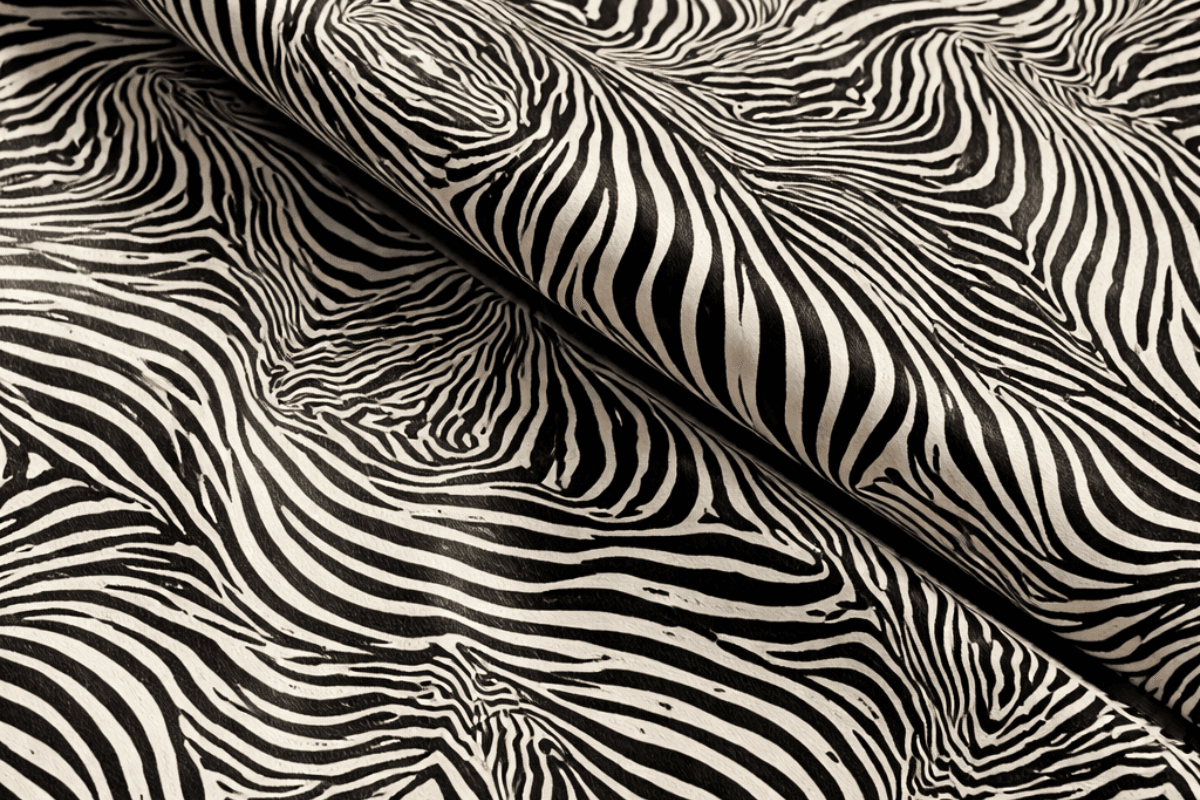 δέρμα μοσχάρι zebra print σε κρεμ βάση για τσάντες υποδήματα και αξεσουάρ